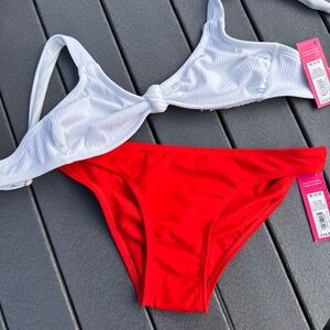 NWT Xhilaration White and Red Bikini Set size medium